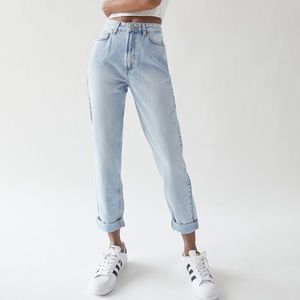 BDG high waisted mom jean bleached light wash